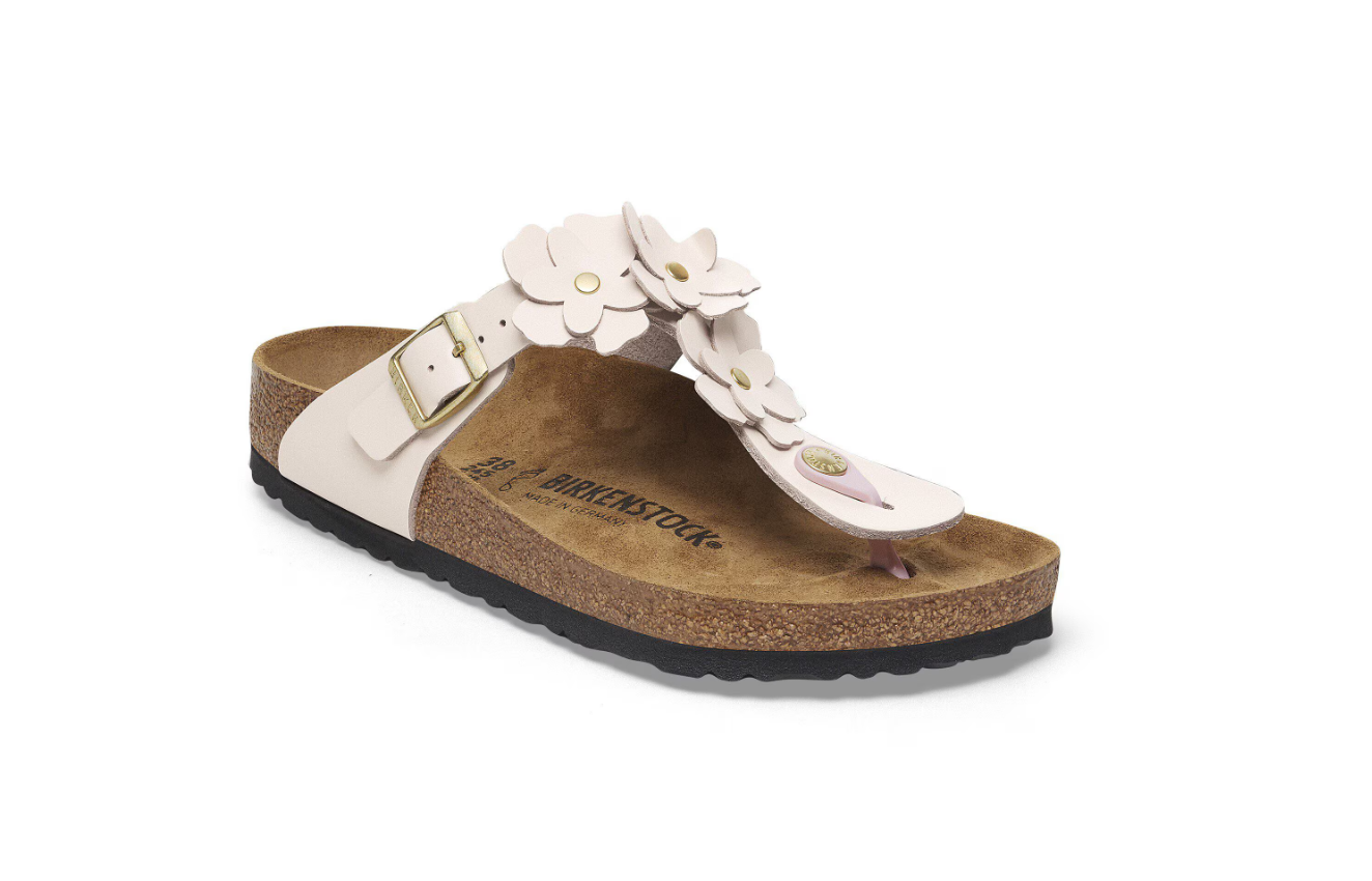 Birkenstock Gizeh Flower Embellishment Natural Leather Regular