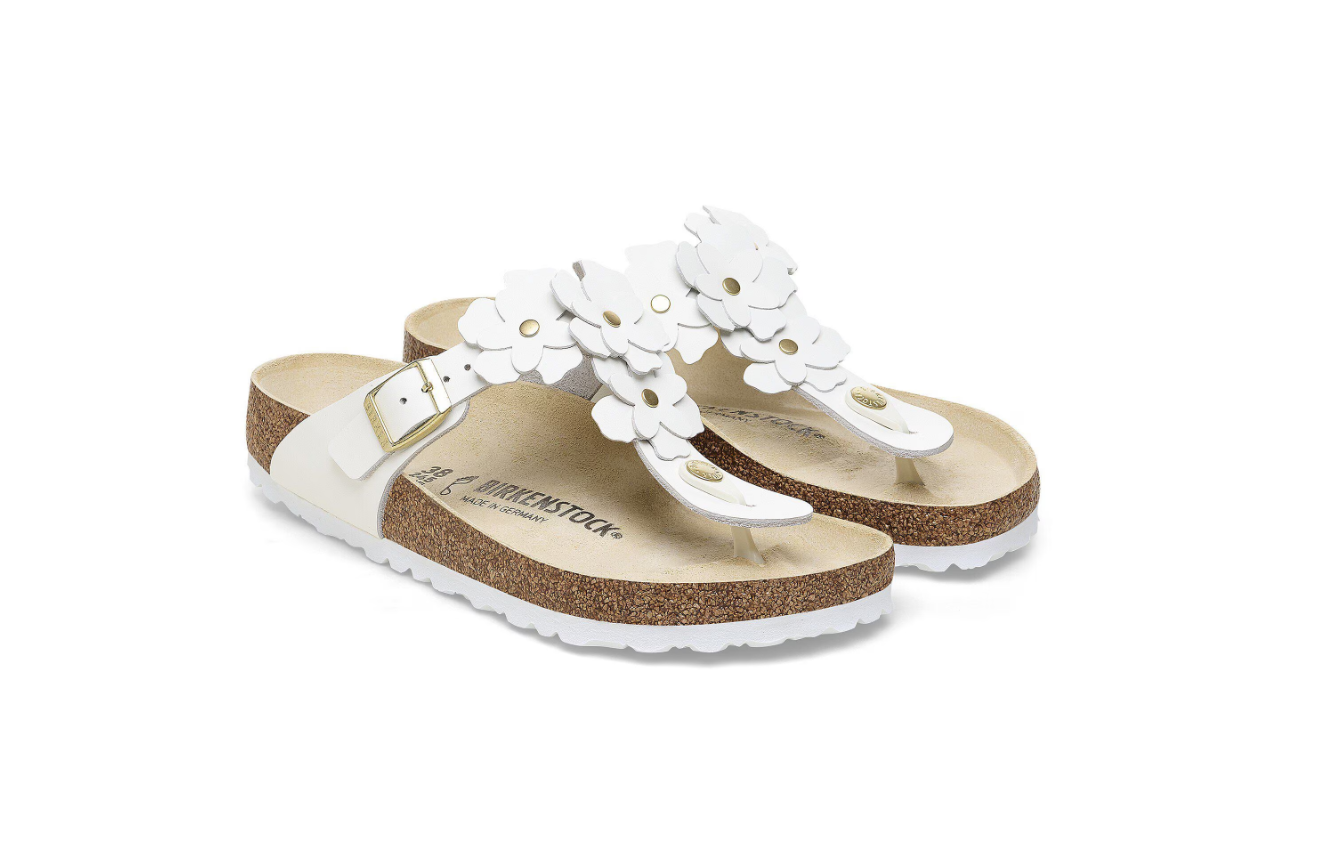 Birkenstock Gizeh Flower Embellishment Natural Leather Regular