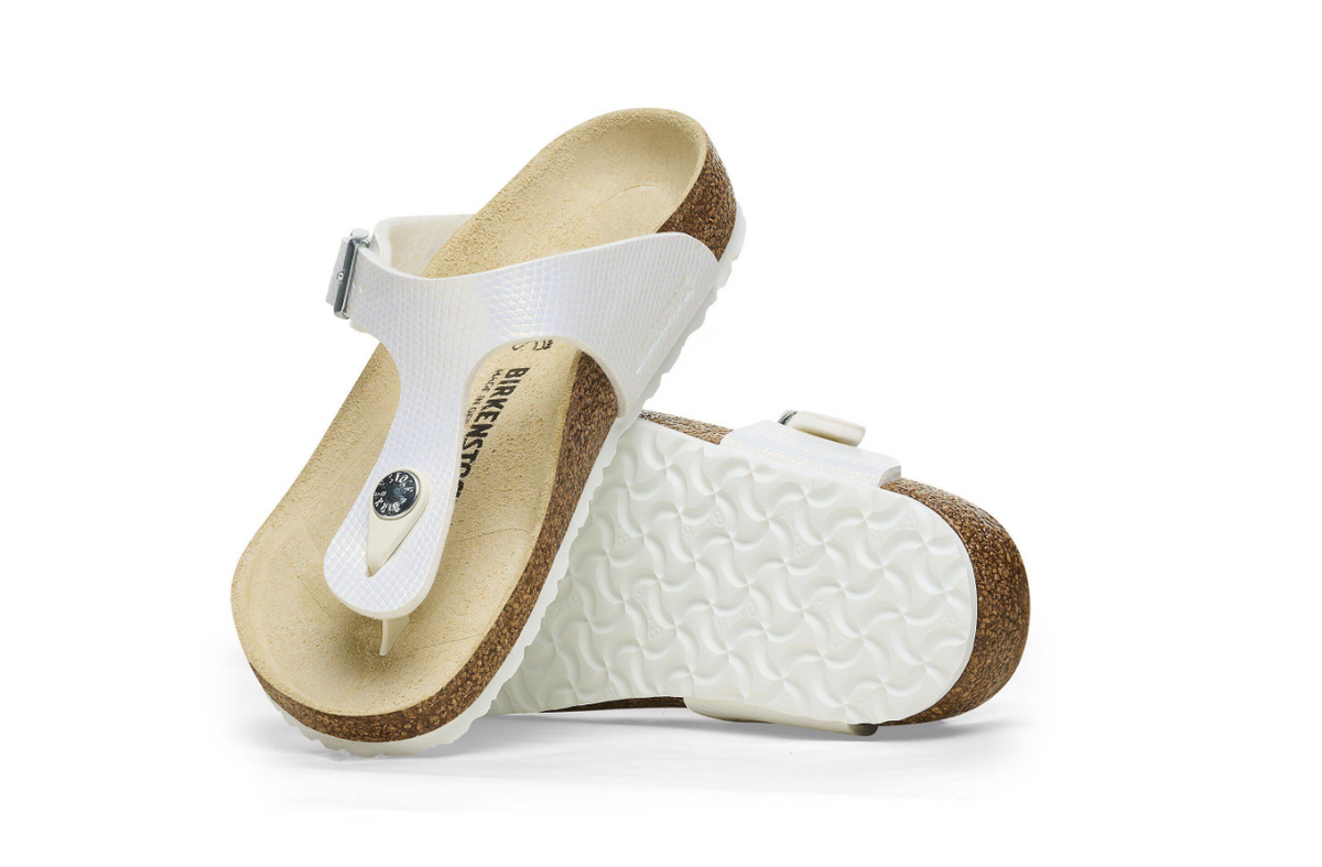 Birkenstock Gizeh Kids Shiny Lizard White Birko-Flor - White, Narrow