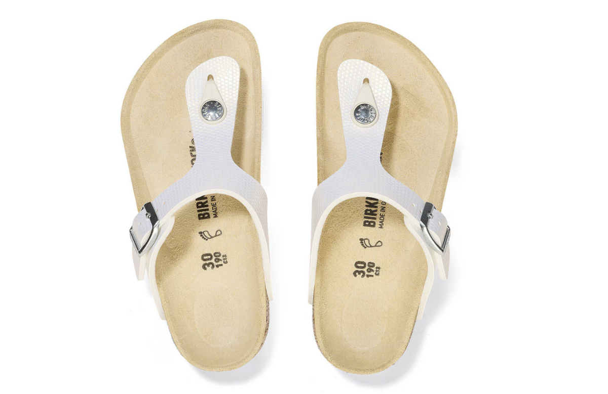 Birkenstock Gizeh Kids Shiny Lizard White Birko-Flor - White, Narrow