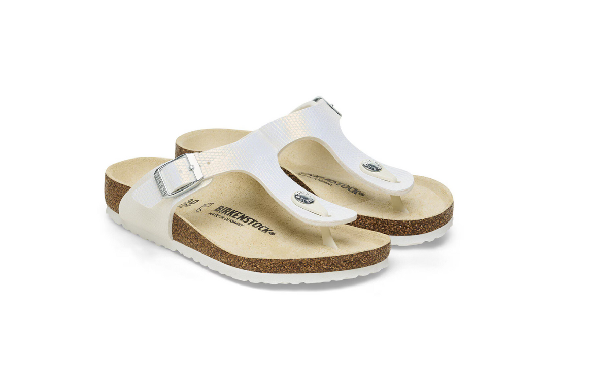 Birkenstock Gizeh Kids Shiny Lizard White Birko-Flor - White, Narrow