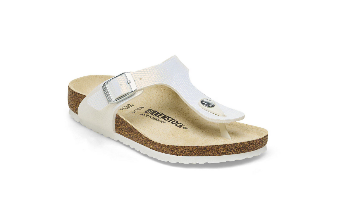 Birkenstock Gizeh Kids Shiny Lizard White Birko-Flor - White, Narrow