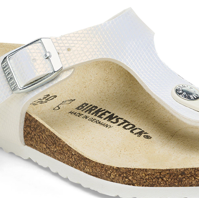 Birkenstock Gizeh Kids Shiny Lizard White Birko-Flor - White, Narrow