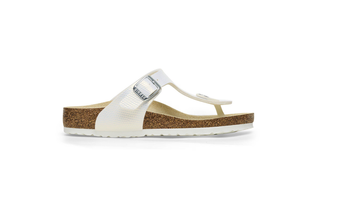 Birkenstock Gizeh Kids Shiny Lizard White Birko-Flor - White, Narrow