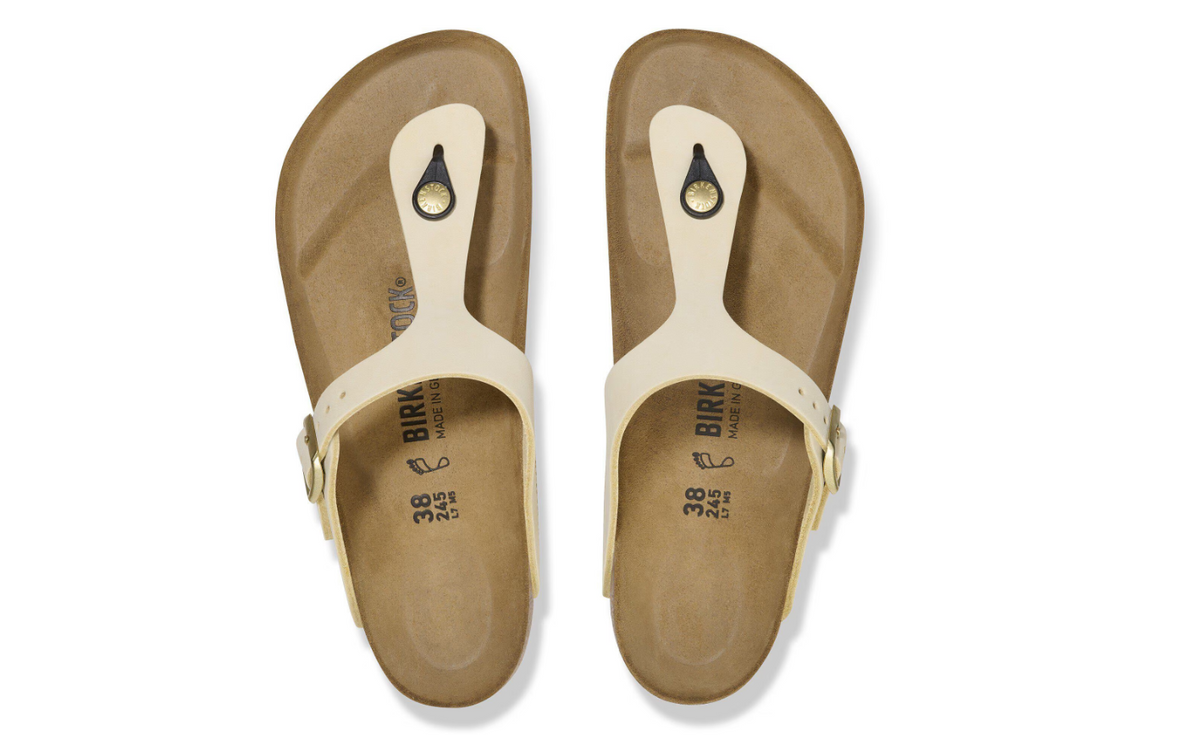 Birkenstock Gizeh Nubuck Leather Sandals - Ecru, Regular