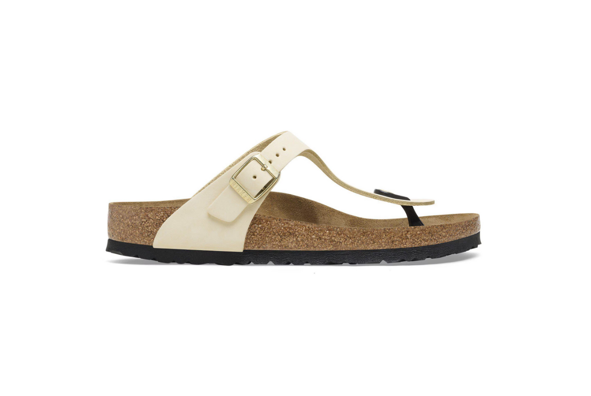 Birkenstock Gizeh Nubuck Leather Sandals - Ecru, Regular
