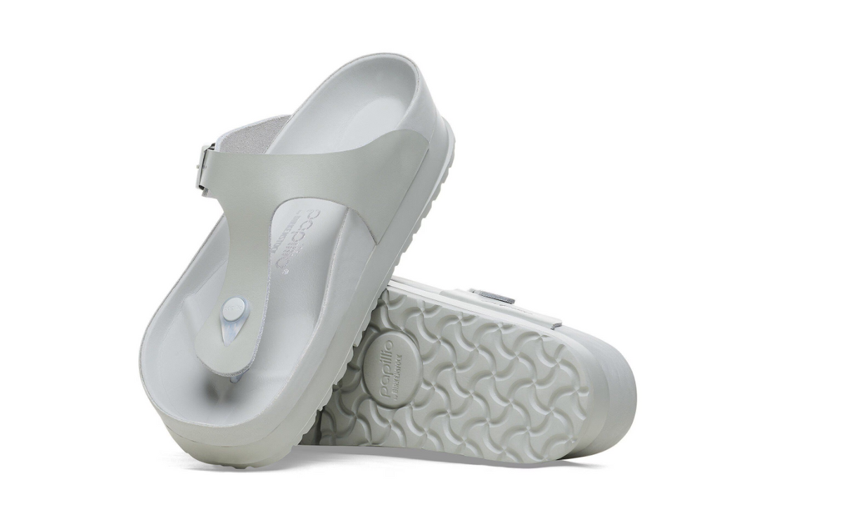 Birkenstock Gizeh PAP Flex Platform Natural Leather Mineral Gray Regular