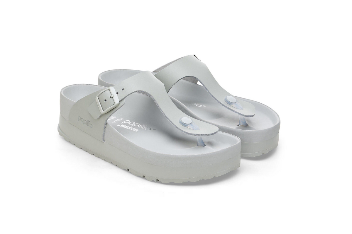 Birkenstock Gizeh PAP Flex Platform Natural Leather Mineral Gray Regular