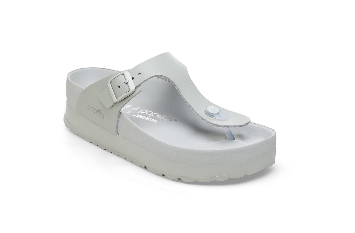Birkenstock Gizeh PAP Flex Platform Natural Leather Mineral Gray Regular