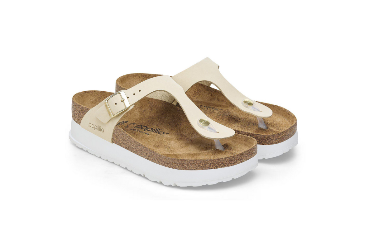 Birkenstock Gizeh PAP Flex Platform Nubuck Leather - Ecru, Regular