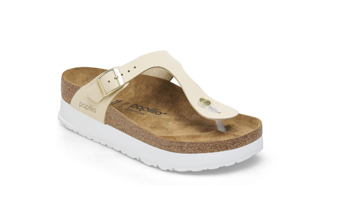 Birkenstock Gizeh PAP Flex Platform Nubuck Leather - Ecru, Regular