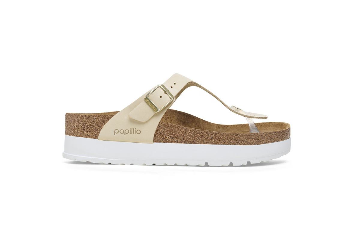 Birkenstock Gizeh PAP Flex Platform Nubuck Leather - Ecru, Regular