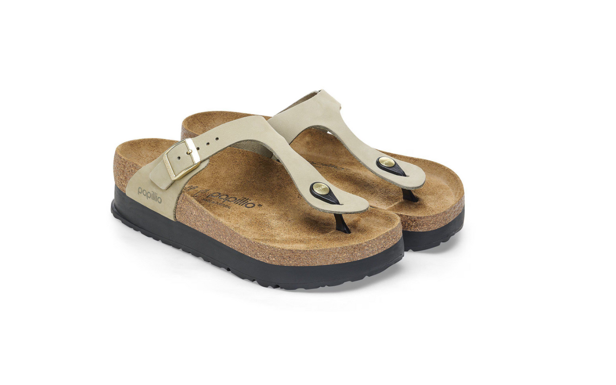 Birkenstock Gizeh PAP Flex Platform Nubuck Leather Eucalyptus Regular