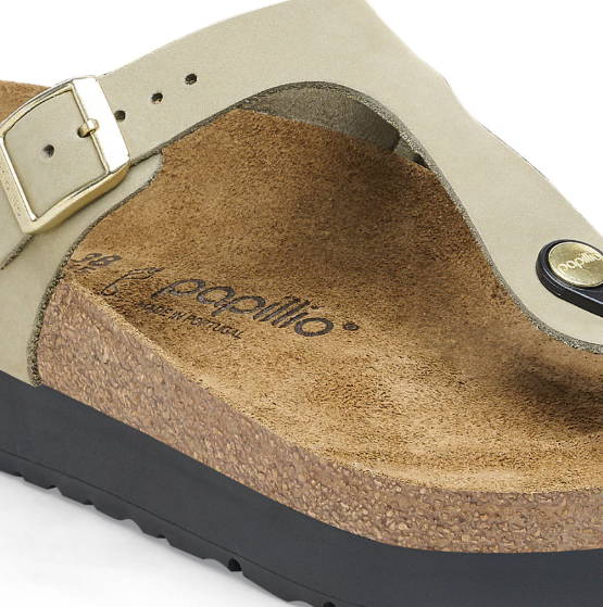 Birkenstock Gizeh PAP Flex Platform Nubuck Leather Eucalyptus Regular