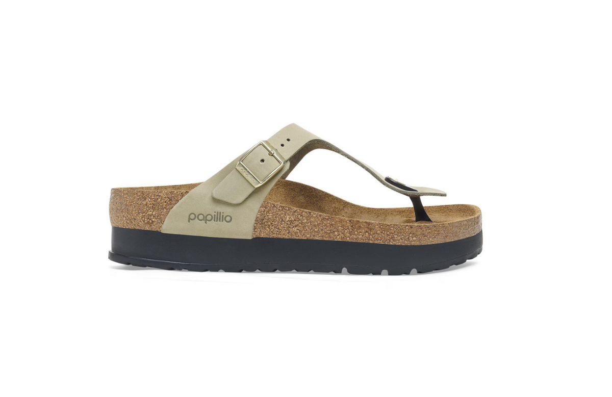 Birkenstock Gizeh PAP Flex Platform Nubuck Leather Eucalyptus Regular