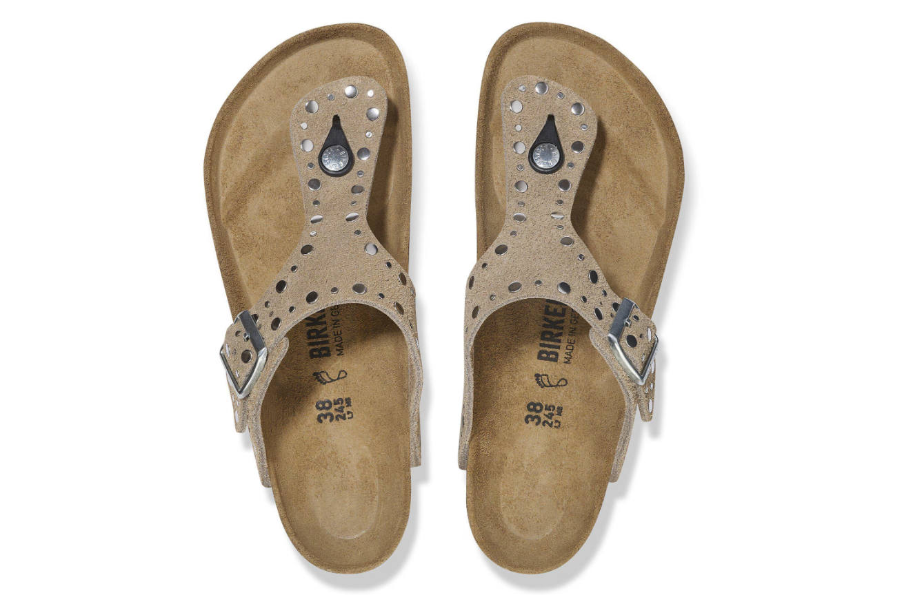 Birkenstock Gizeh Rivet Suede Leather Taupe Regular