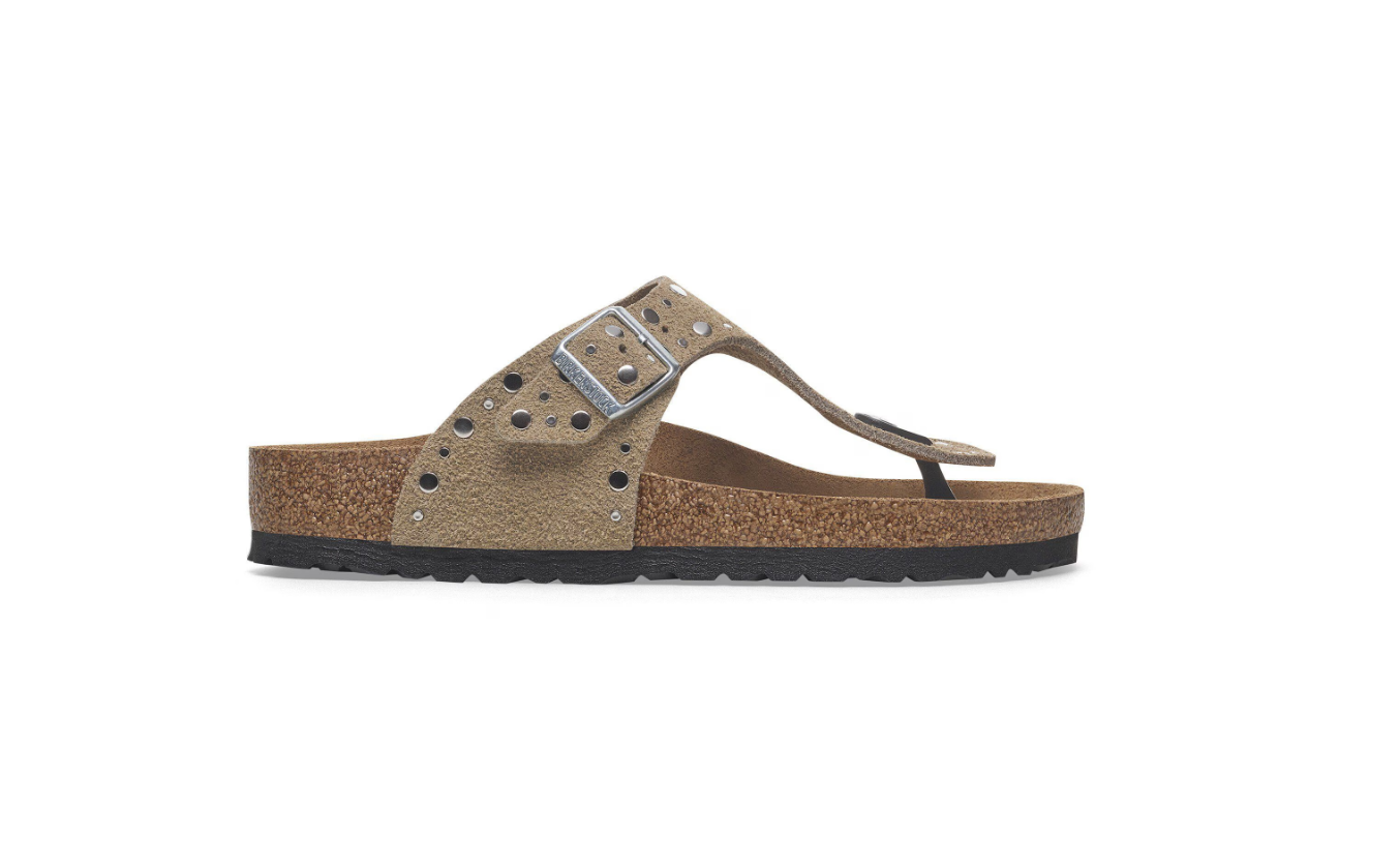 Birkenstock Gizeh Rivet Suede Leather Taupe Regular