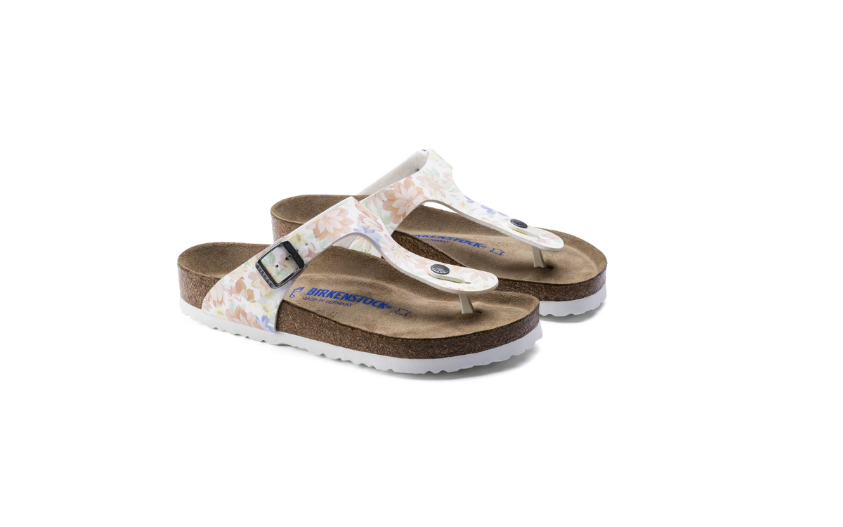 Birkenstock Gizeh Soft Footbed Birko-Flor Supernatural Flowers White Regular