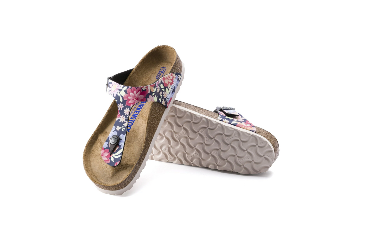 Birkenstock Gizeh Soft Footbed Birko-Flor Supernatural Flowers - Navy, Regular