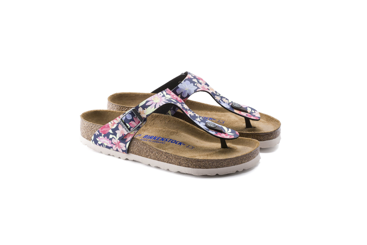 Birkenstock Gizeh Soft Footbed Birko-Flor Supernatural Flowers - Navy, Regular