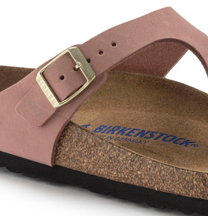 Birkenstock Gizeh Soft Footbed Nubuck Old Rose Sandals - Rose, Regular