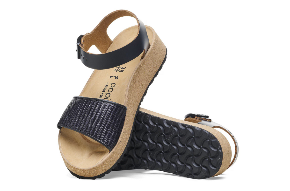 Birkenstock Glenda French Piping Black Sandals Narrow