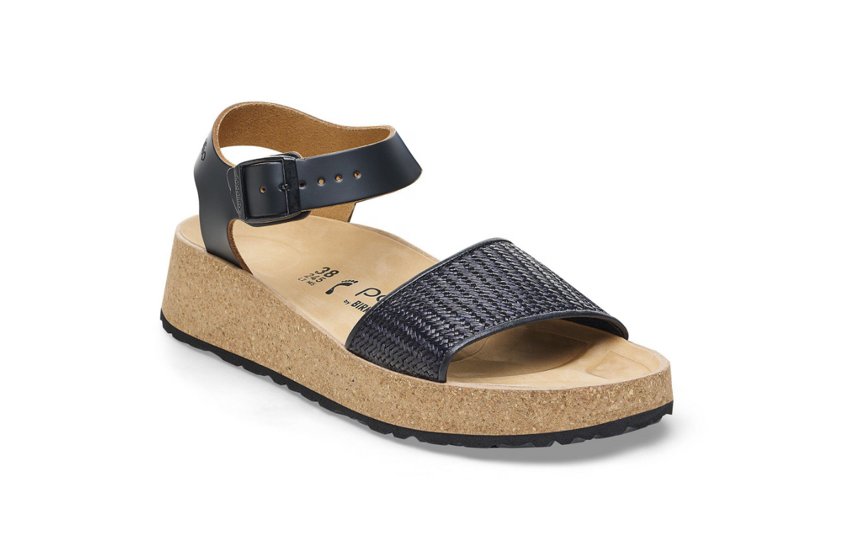 Birkenstock Glenda French Piping Black Sandals Narrow