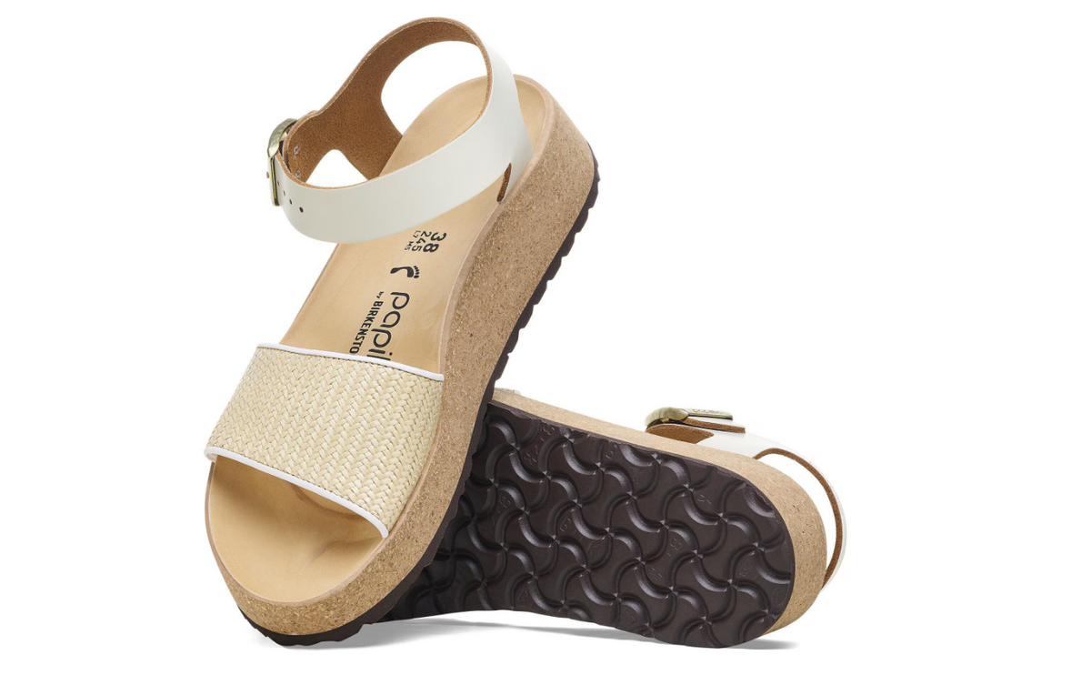 Birkenstock Glenda Raffia Natural Leather Sandal Narrow