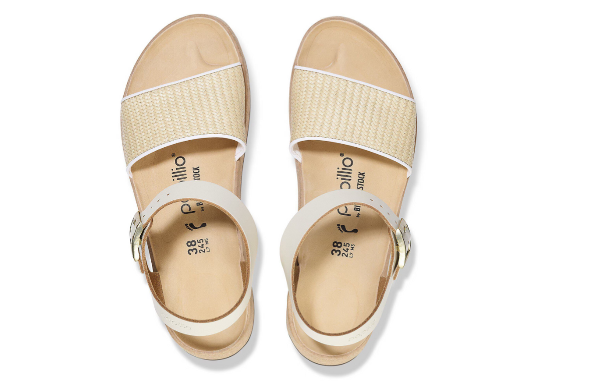 Birkenstock Glenda Raffia Natural Leather Sandal Narrow