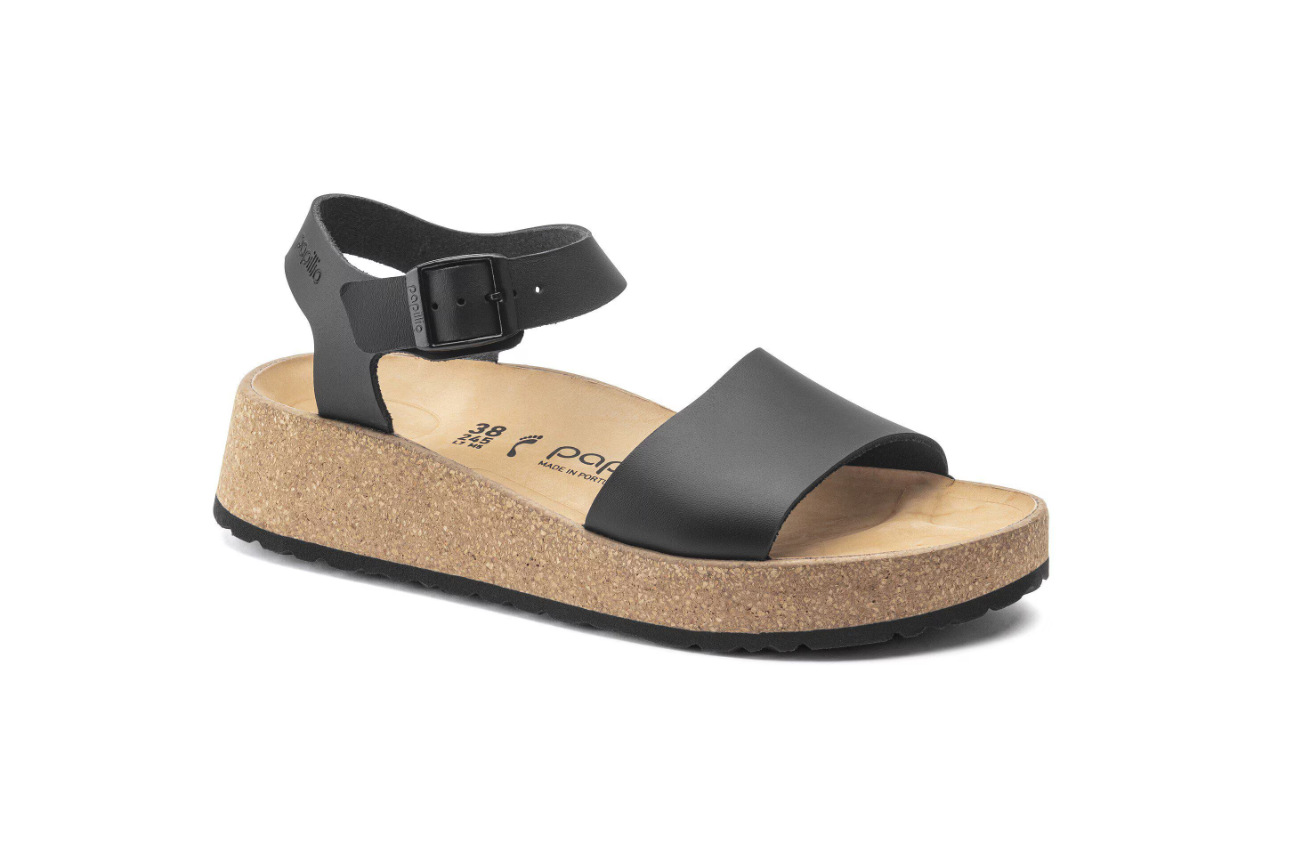 Birkenstock Glenda Natural Leather Black Sandal Narrow
