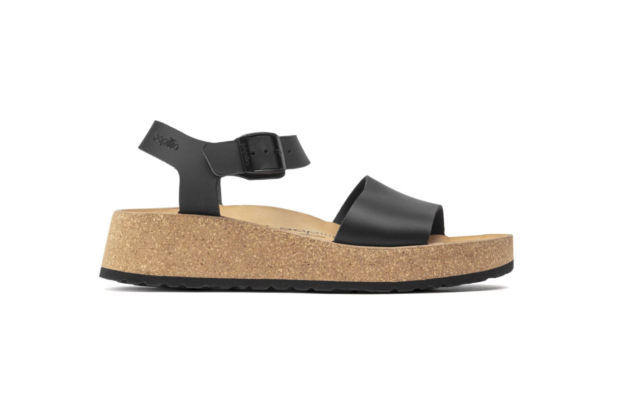 Birkenstock Glenda Natural Leather Black Sandal Narrow