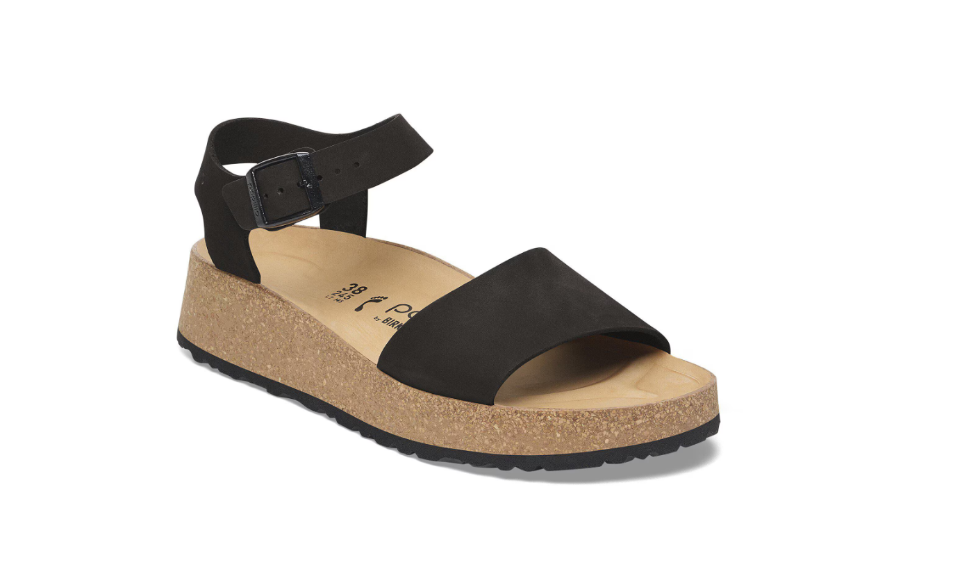 Birkenstock Glenda Nubuck Leather Black Sandals Narrow