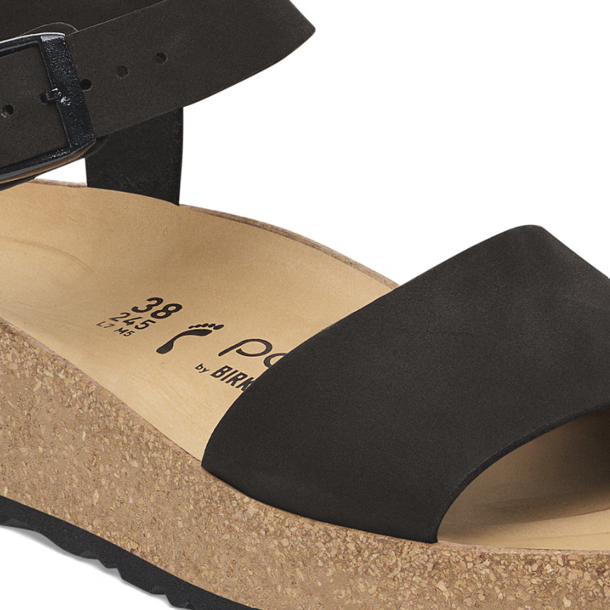 Birkenstock Glenda Nubuck Leather Black Sandals Narrow