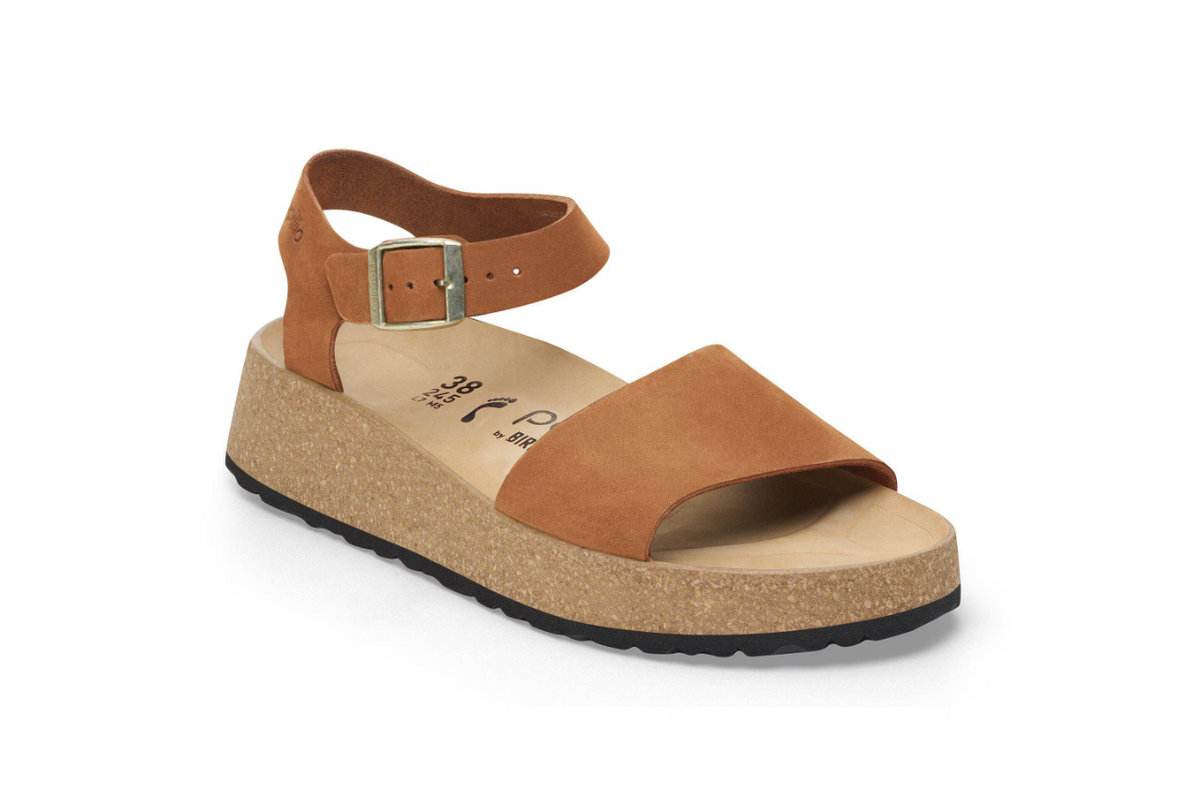 Birkenstock Glenda Nubuck Leather Sandals - Pecan, Narrow