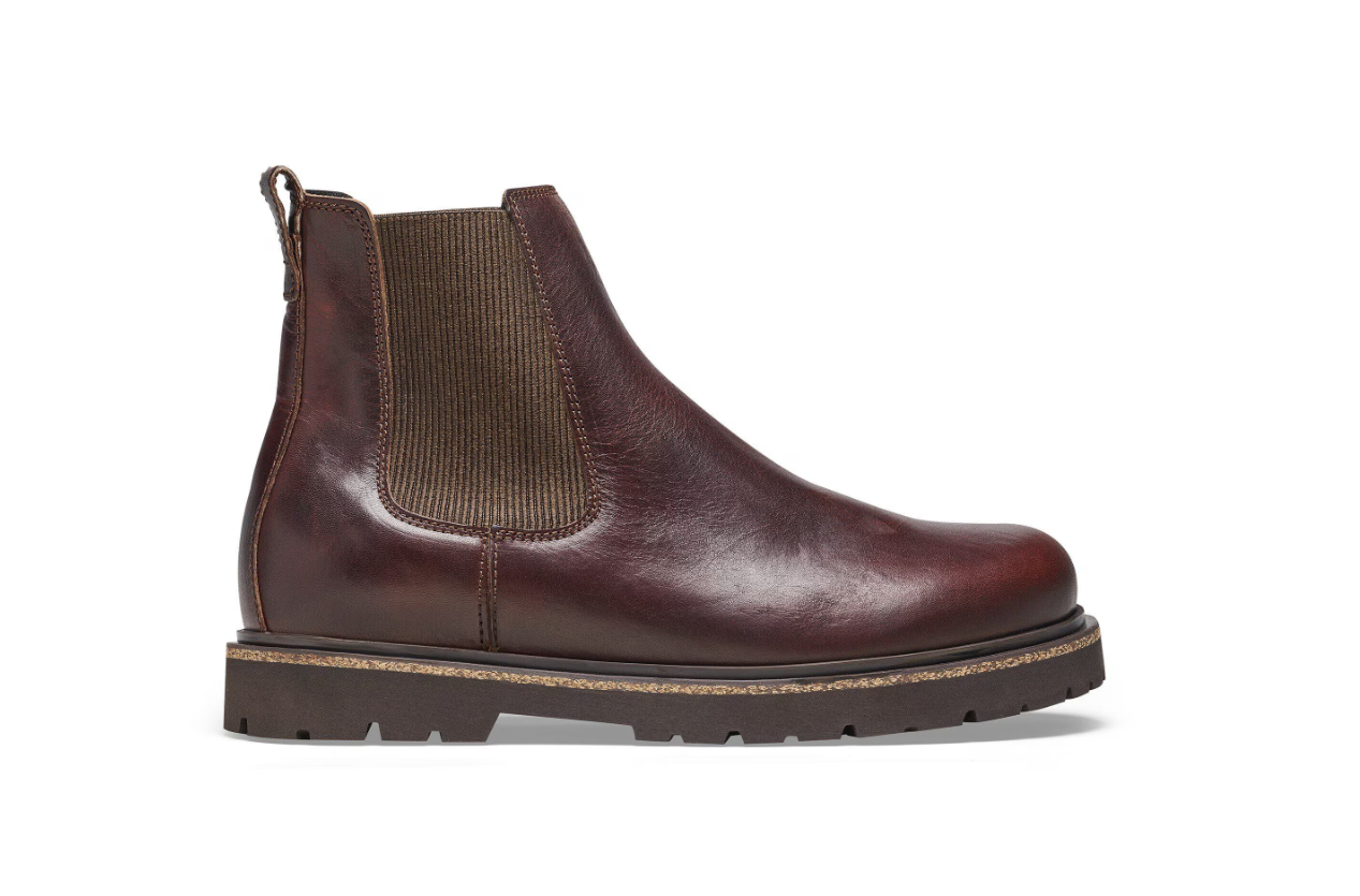 Birkenstock Highwood Slip On Men Natural Leather Chocolate Regular