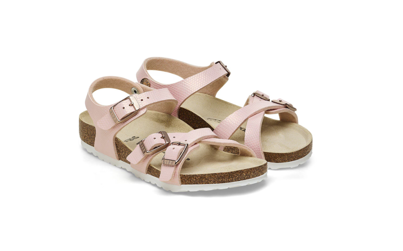 Birkenstock Kumba Kids Birko-Flor Embossed Shiny Lizard Light Rose Narrow