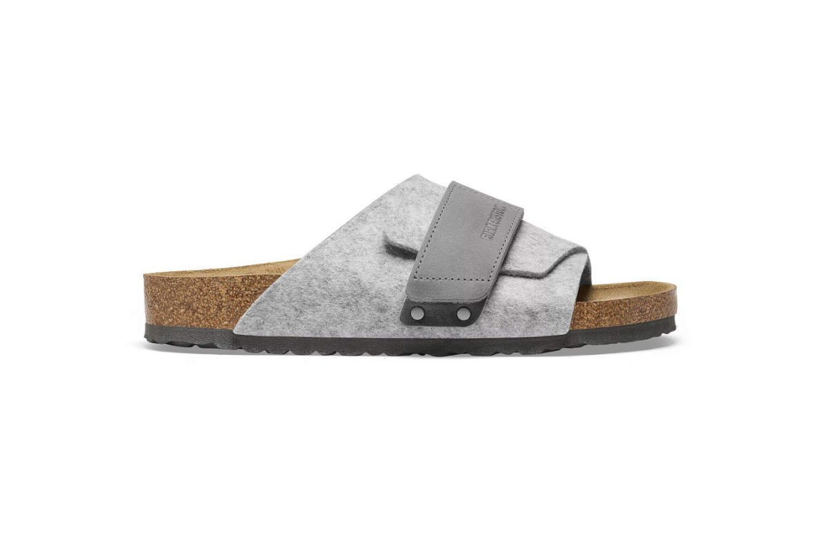 Birkenstock Kyoto Leather Textile Felt Light Gray Narrow