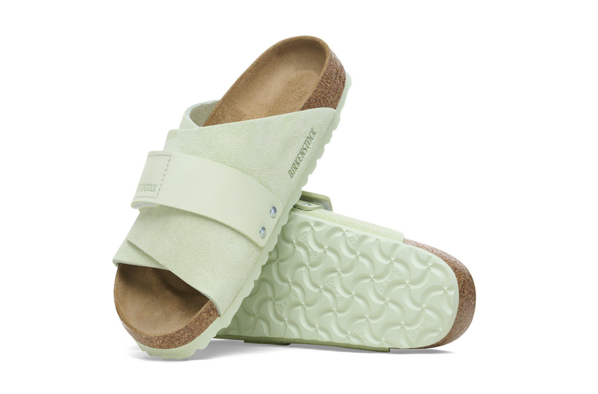 Birkenstock Kyoto Suede Leather Faded Lime Narrow