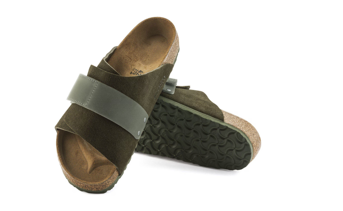 Birkenstock Kyoto Suede Leather Sandals - Thyme, Narrow