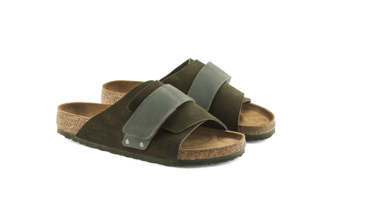 Birkenstock Kyoto Suede Leather Sandals - Thyme, Narrow