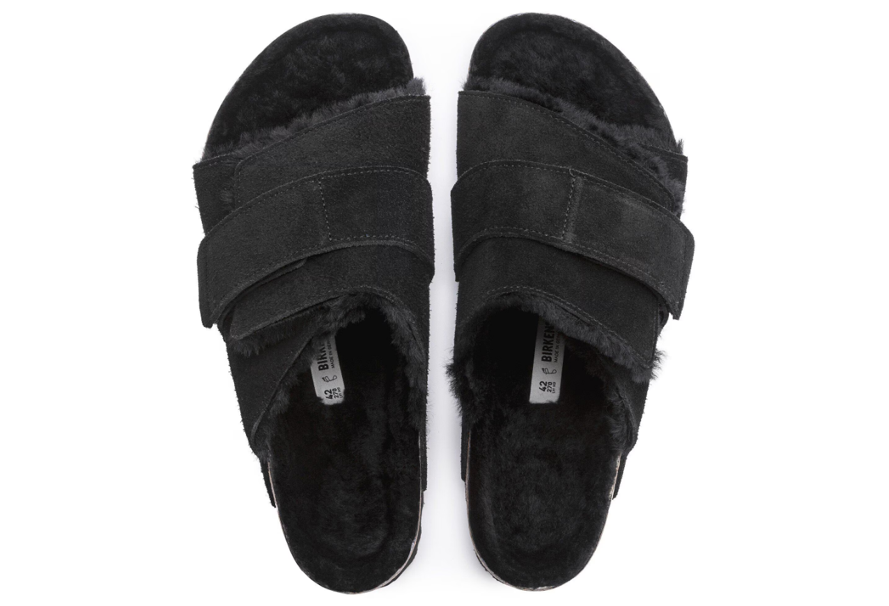 Birkenstock Kyoto Shearling Suede Black Narrow