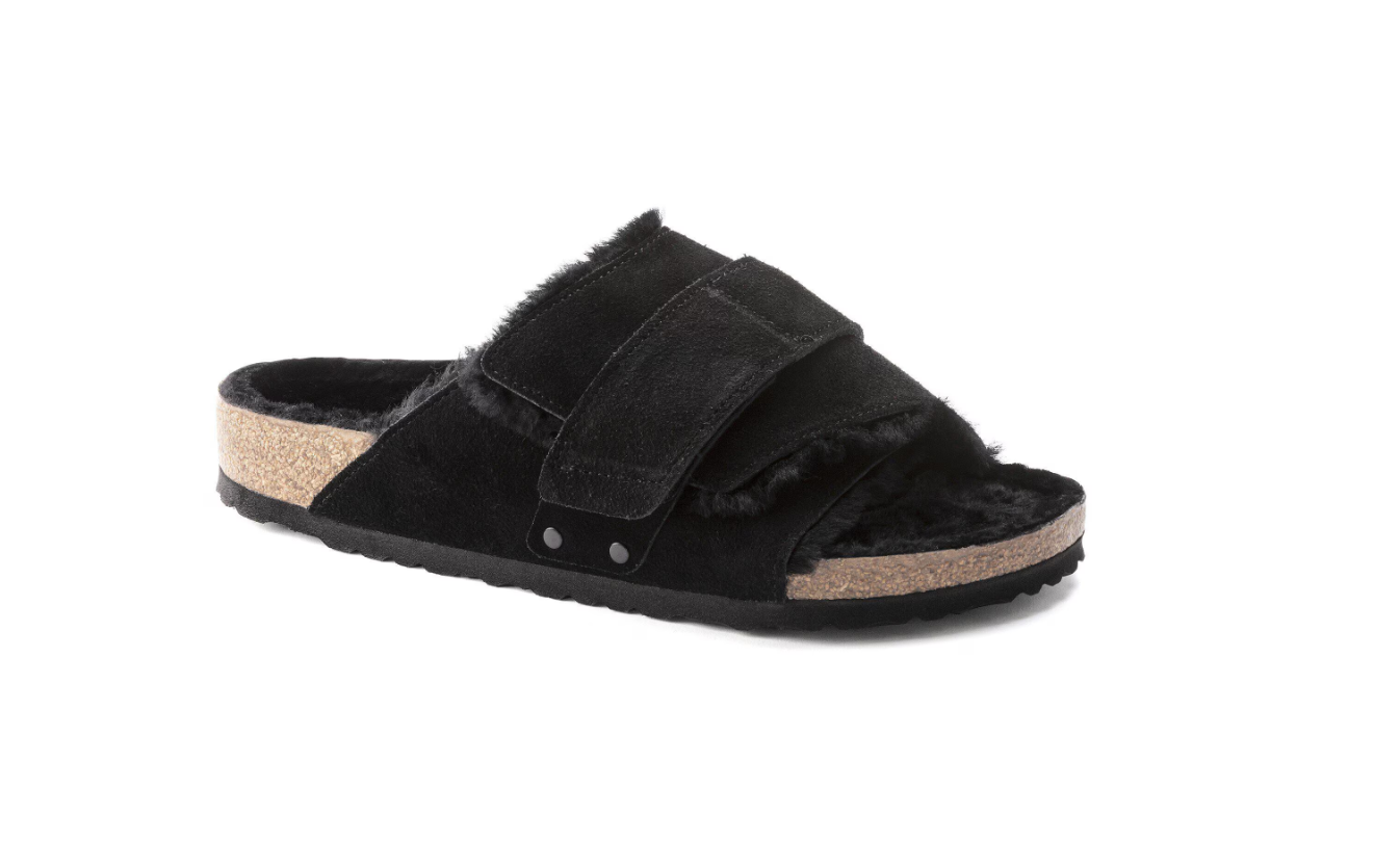 Birkenstock Kyoto Shearling Suede Black Narrow