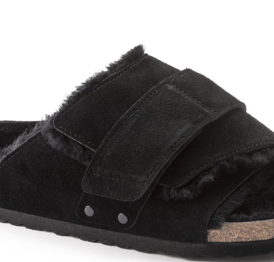 Birkenstock Kyoto Shearling Suede Black Narrow