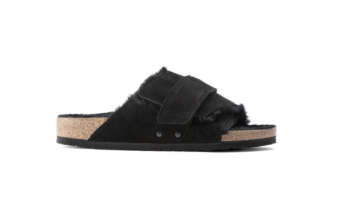 Birkenstock Kyoto Shearling Suede Black Narrow
