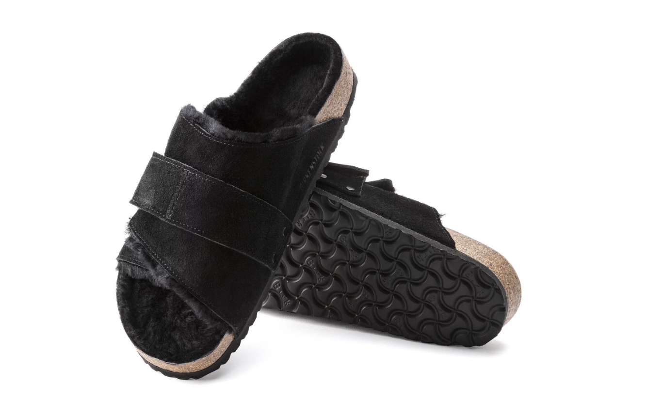 Birkenstock Kyoto Shearling Suede Black Regular