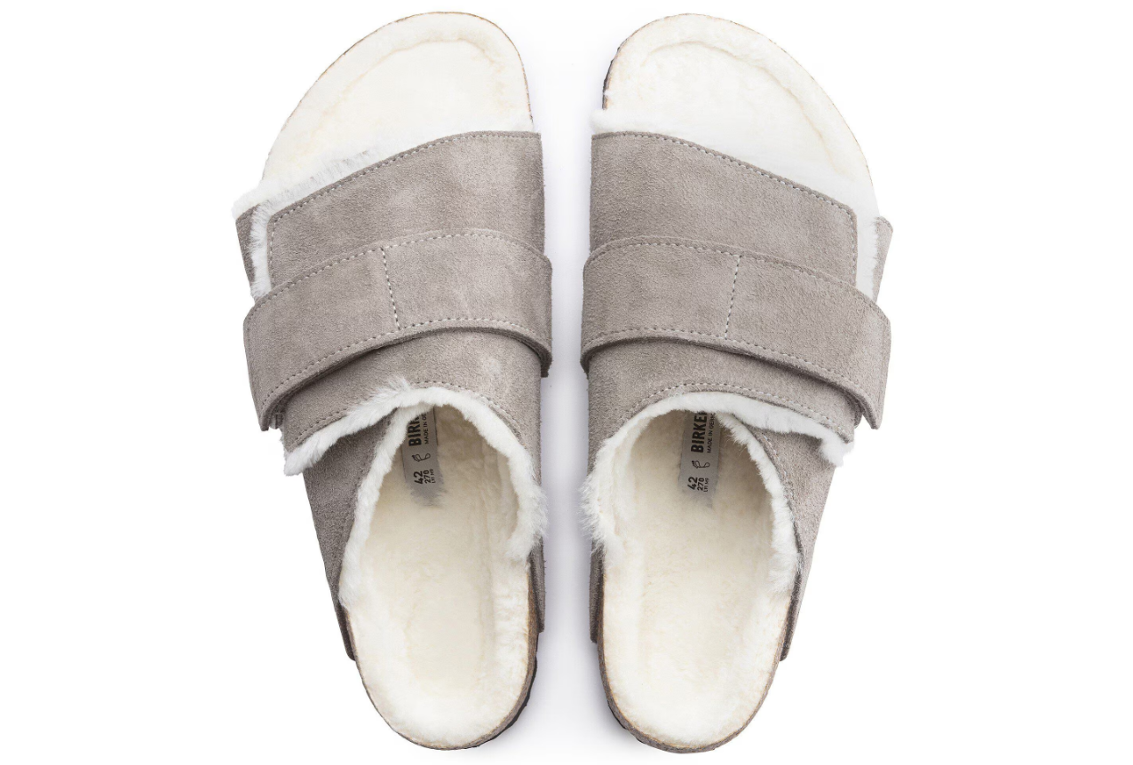 Birkenstock Kyoto Shearling Suede Stone Coin Narrow