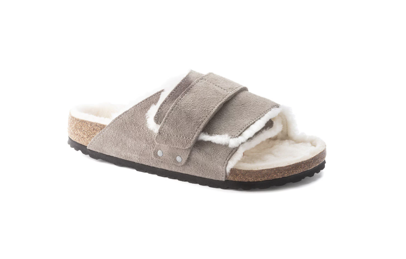 Birkenstock Kyoto Shearling Suede Stone Coin Narrow