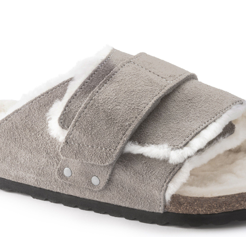 Birkenstock Kyoto Shearling Suede Stone Coin Narrow