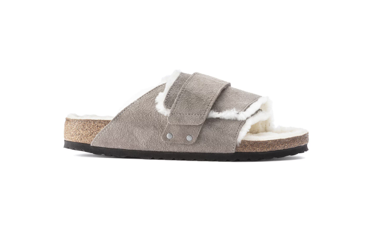 Birkenstock Kyoto Shearling Suede Stone Coin Narrow