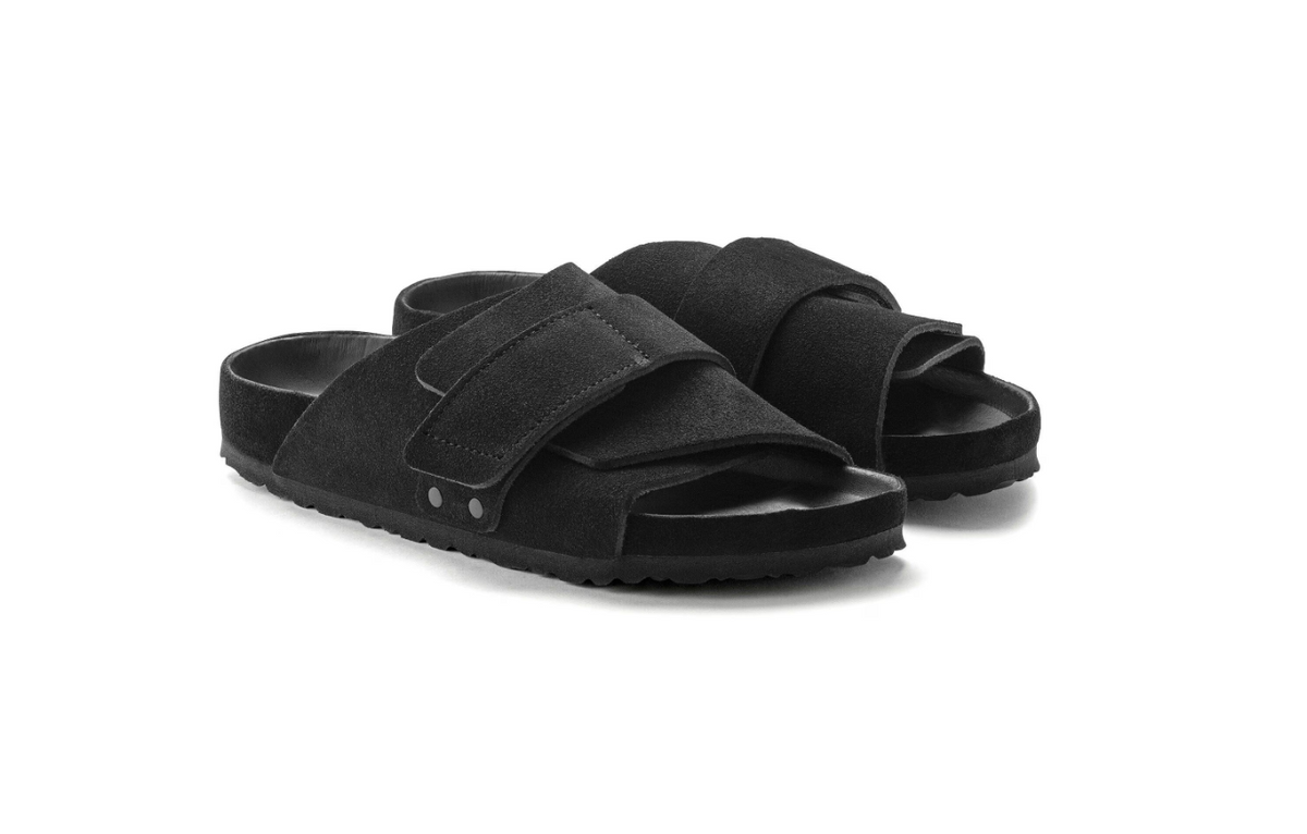 Birkenstock Kyoto Suede Leather Sandals Black Narrow